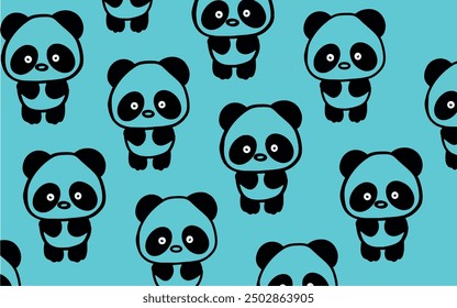 Cute panda vector pattern background. Children's print with pandas pattern on a white background. Cartoon panda wallpaper. Panda art vector. Pattern with animals. Cute animals art.