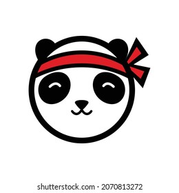 Cute panda vector with a red bandana. Good to use for food business logo.