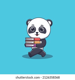 süße Panda spazieren und Bücher mitbringen