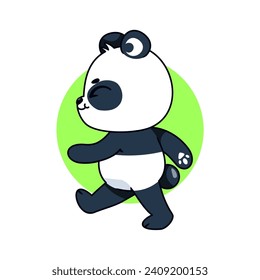 Cute Panda Walking Cartoon Vector Illustration. Isolated Premium Vector