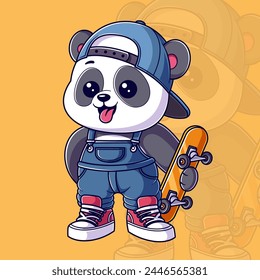 Cute panda wants to skateboard