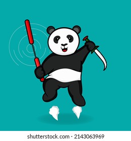 Cute Panda Warrior Vector Graphic