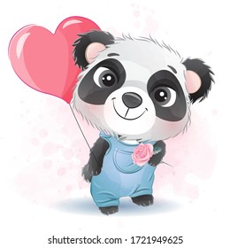 Cute panda with watercolor effect