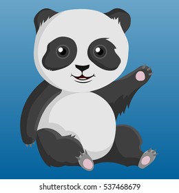 cute panda waves his paw (hand)