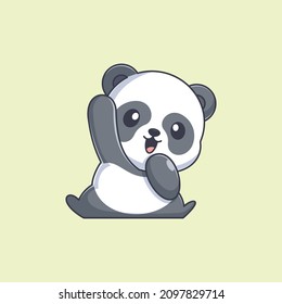 Cute panda waving hand cartoon