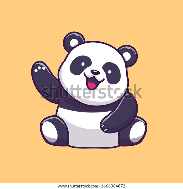 Cute Panda Waving Hand Vector Icon Stock Vector (Royalty Free ...