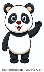 cute panda waving like saying hi illustration vector image