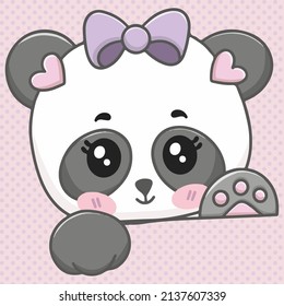 Panda suave ondeando con arco de lilo