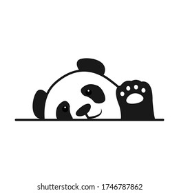 Cute panda waving paw cartoon, vector illustration