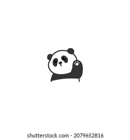 Cute Panda Waving Paw Cartoon Icon, Vector Illustration