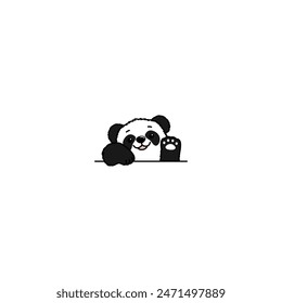 Lindo panda ondeando garra de dibujos animados, Ilustración vectorial