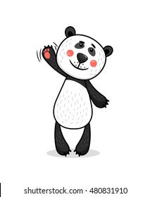 Cute Panda waving someone paw