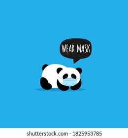 Cute Panda. Wear Face mask. Coronavirus prevention. Vector