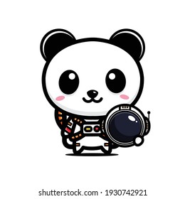 cute panda wearing astronaut costume