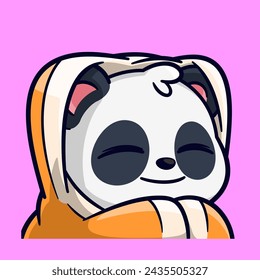 cute panda wearing blanket comfort emotes sticker cartoon vector illustration