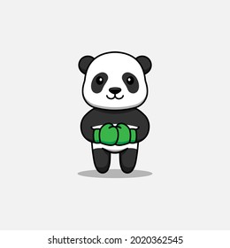 Cute panda wearing boxing gloves