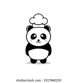 un panda lindo con una mascota de diseño de sombrero de chef kawaii