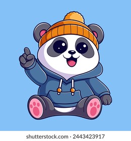 Cute panda wearing a hoodie and beanie