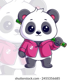 Cute panda wearing martial arts suit