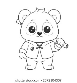 Cute panda wearing martial arts suit for coloring