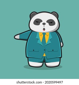 cute panda wearing suit like a boss