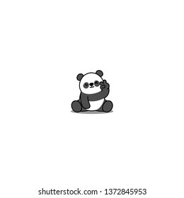 Cute Panda Winking Eye Cartoon Icon, Vector Illustration