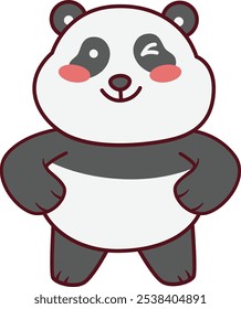 Panda bonito piscando com mão em quadris ilustração