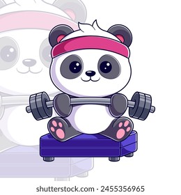 Cute panda is working out gym