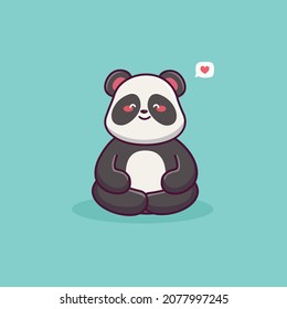 Cute panda yoga cartoon icon illustration. Cute panda meditation
