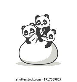 cute pandas with a big dumpling