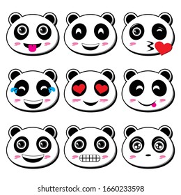 Cute Pandas Emojis Bear Emoticons Vector Stock Vector (Royalty Free ...