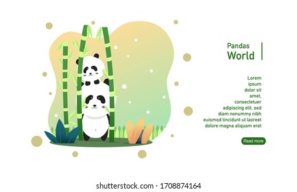 Cute Pandas landing page banner template