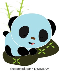 Cute pandas, pandas smile when eating bamboo