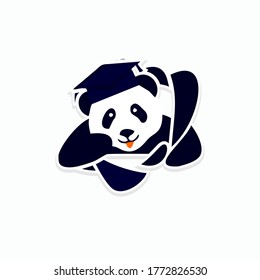 Cute pandas wear graduation hats as a sign of graduation that can be used as icons and stickers