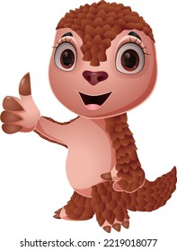 Cute pangolin cartoon on white background
