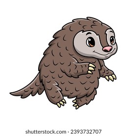 Cute pangolin cartoon on white background