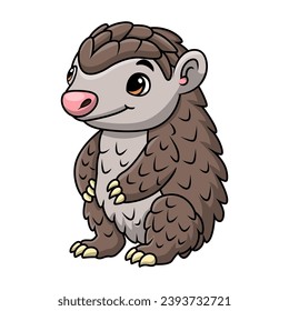 Cute pangolin cartoon on white background