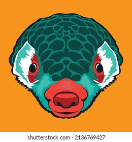 Cute Pangolin Face Vector Illustration In Decoratice Style, Perfect For Tshirt Style And Mascot Logo