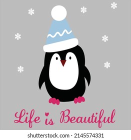 Cute Panguin Bird Slogan Tshirt Print Design