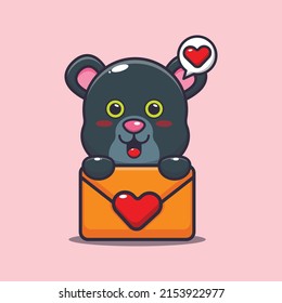 cute panther cartoon character with love message