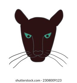 Cute cara de pantera, retrato dibujado a mano ilustración de caricatura, boceto. Arte de línea, diseño de estilo de dibujo, vector aislado. Animales tropicales, vida silvestre de la jungla, gato grande, safari, naturaleza, elemento impreso