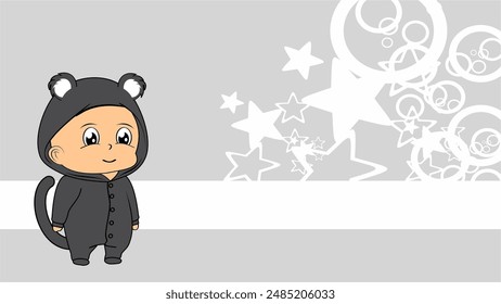 cute panther pajama kid cartoon background in vector format