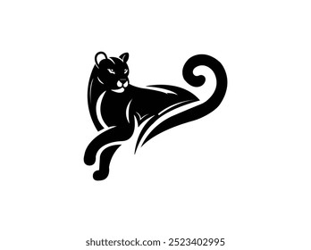 Cute panther silhouette - cut out vector icon Or Panther Logo Design
