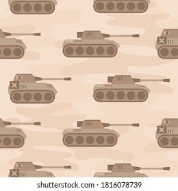 cute panzer tank cartoon seamless pattern print surface design illustration