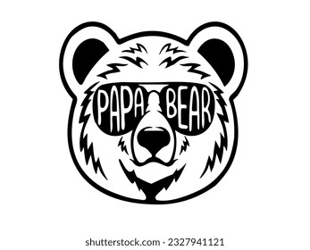 Cute papa bear with sunglasses vector