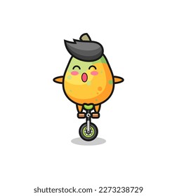 The cute papaya character is riding a circus bike , cute style design for t shirt, sticker, logo element