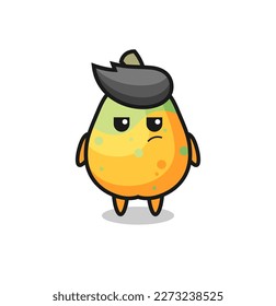 cute papaya character with suspicious expression , cute style design for t shirt, sticker, logo element