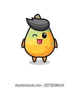 cute papaya character in sweet expression while sticking out her tongue , cute style design for t shirt, sticker, logo element