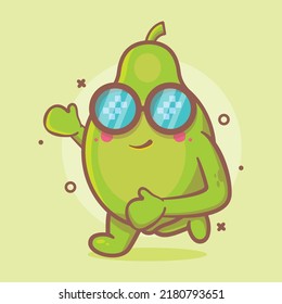 
cute papaya fruit character mascot running isolated cartoon in flat style design