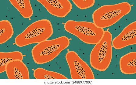 Cute papaya fruits pattern background vector design